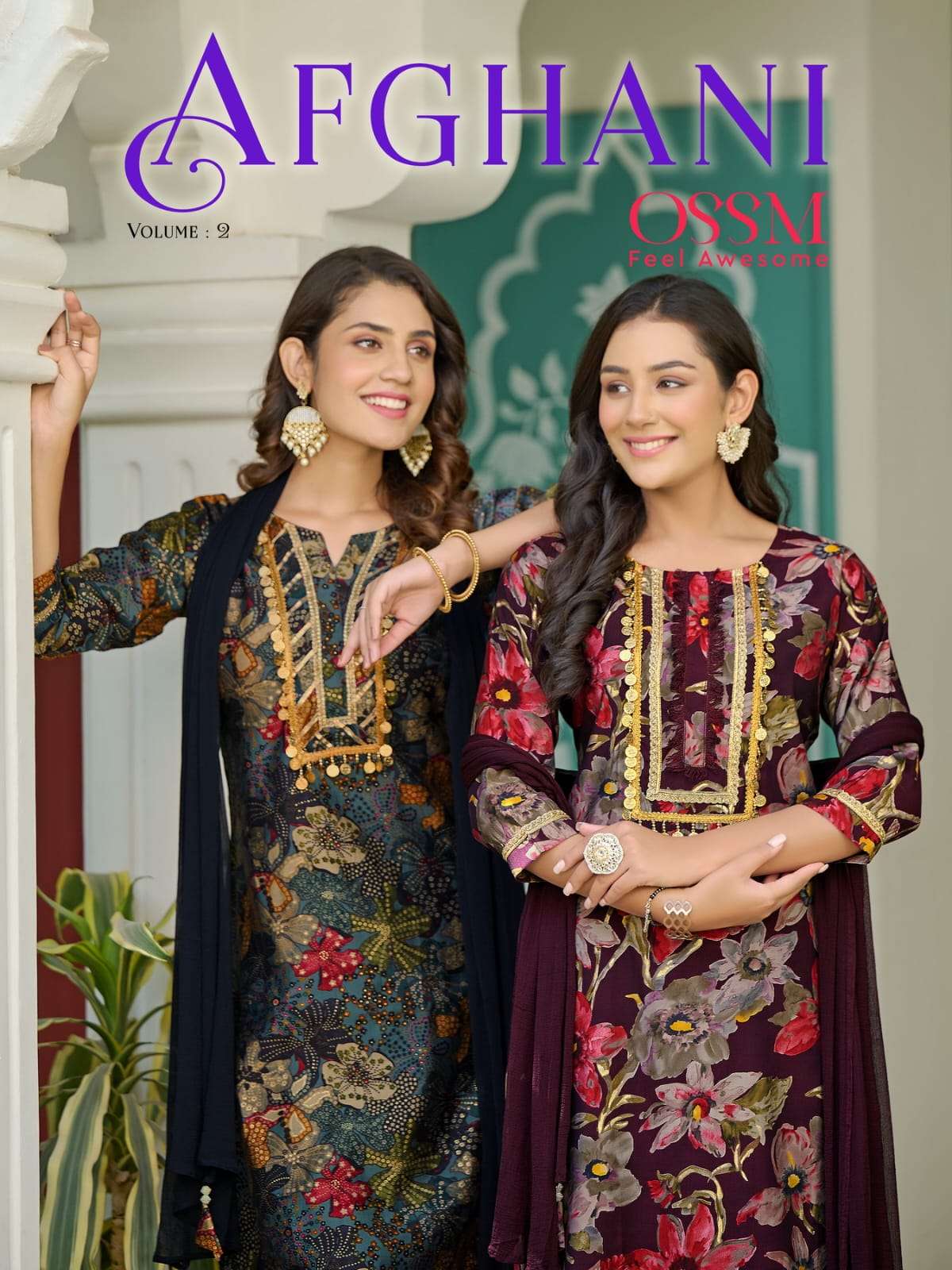 AFGHANI VOL 02 PREMIUM CHANDERI MODAL FOIL PRINT KURTI WITH PREMIUM SANTOON PANT AND CHINON DUPATTA ...