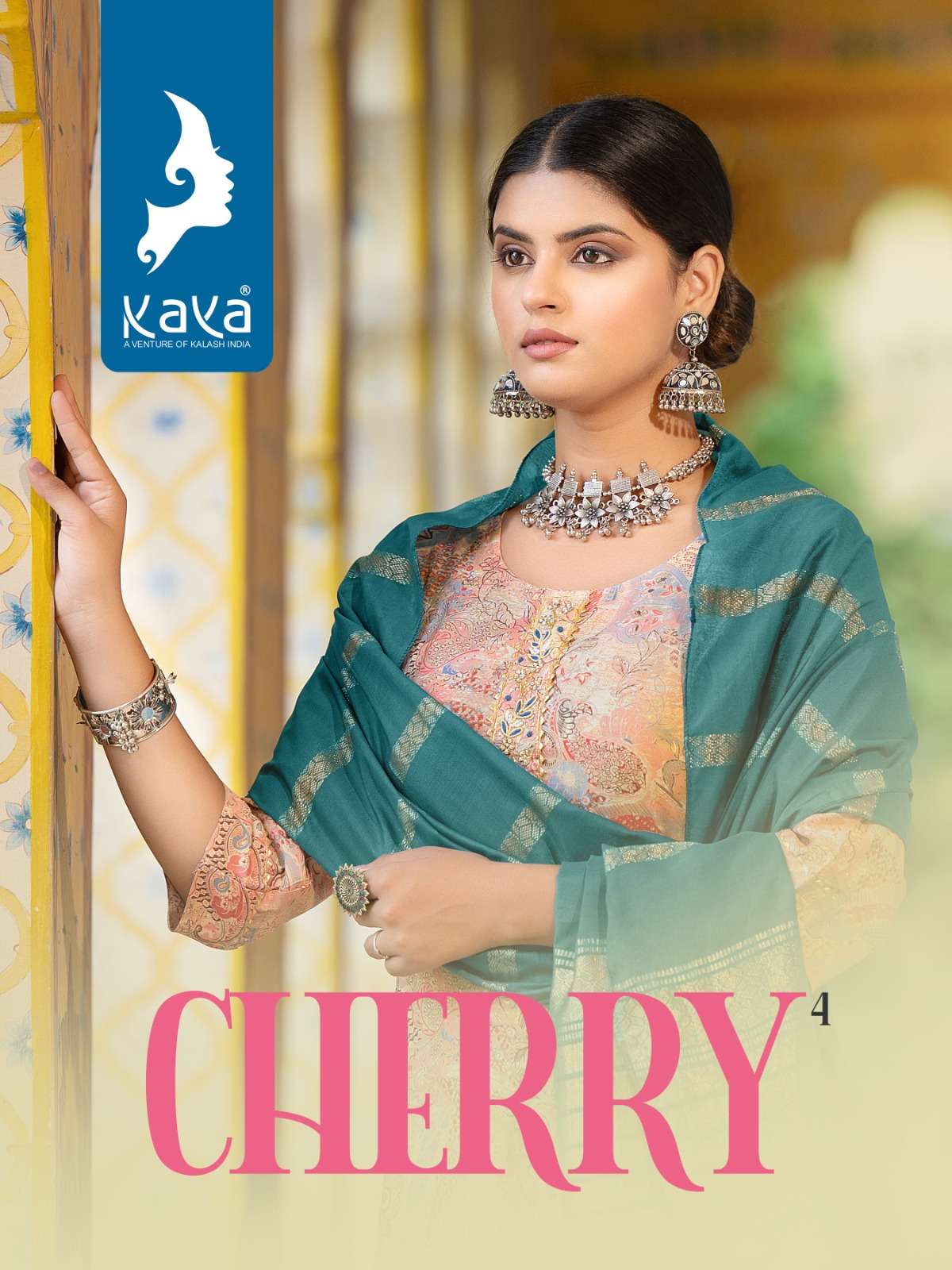 CHERRY 4 MODAL PRINT SILK KURTI WITH BOTTOM AND BANARASI DUPATTA BY KAYA BRAND WHOLESALR AND DELER