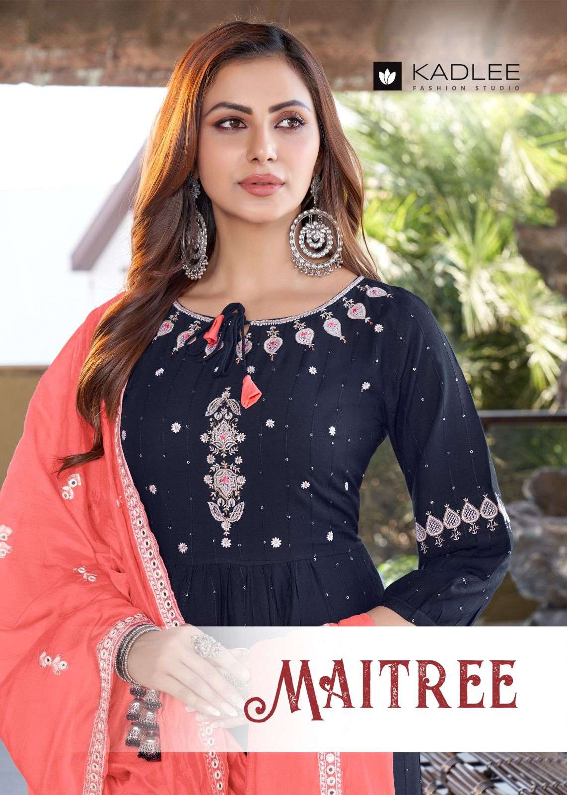 MAITREE FANCY RAYON KURTI WITH COTTON BOTTOM AND VISCOSE DUPATTA BY KADLEE BRAND WHOLESALR AND DELER