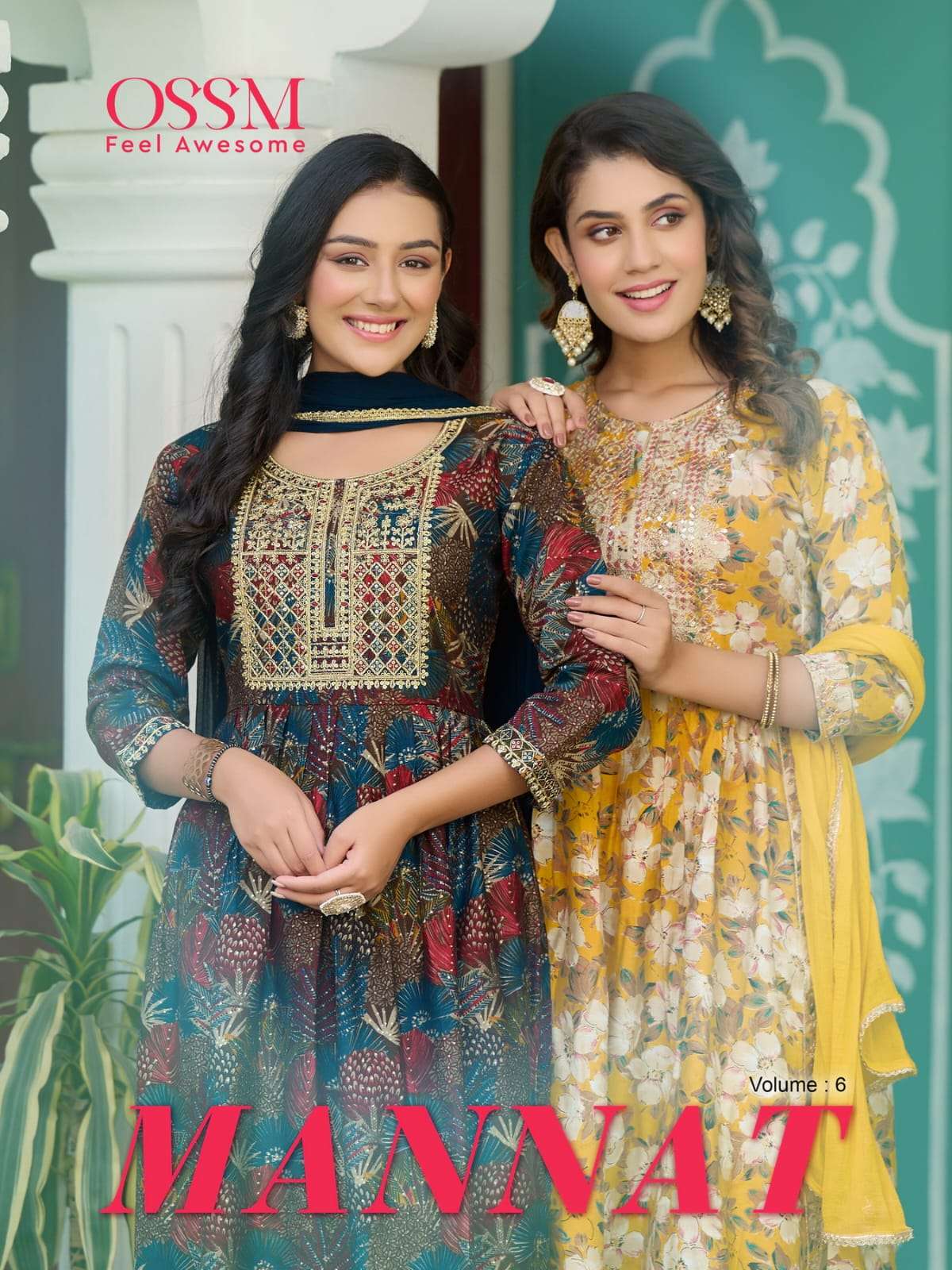 MANNAT VOL 06 CHANDERI KURTI WITH BOTTOM AND CHINON DUPATTA BY OSSAM  BRAND WHOLESALR AND DELER