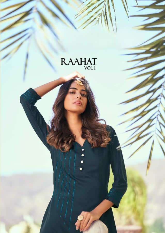 RAAHAT VOL 1 ROMAN SILK EMBROIDERY WORK INNER STICHED KURTI WITH PANT BY S3FOREVER BRAND WHOLESALER ...