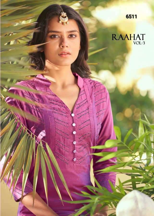 RAAHAT VOL 3 ROMAN SILK EMBROIDERY WORK INNER STICHED KURTI WITH PANT BY S3FOREVER BRAND WHOLESALER ...