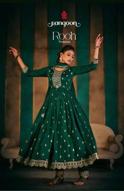 ROOH PRIMIUM SILK FANCY EMBROIDERY WORK KURTI WITH PANT AND DUPATTA BY RANGOON BRAND WHOLESALER AND ...