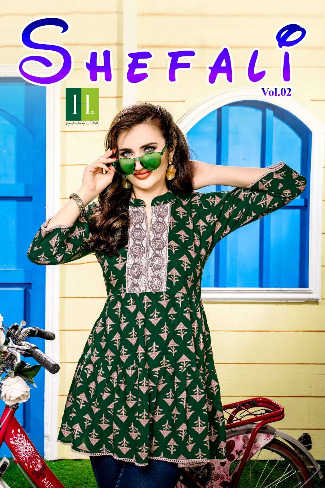 SHEFALI VOL 2 HEAVY RAYON SHORT KURTI BY H.DOT(HIRWA) BRAND WHOLESALR AND DELER