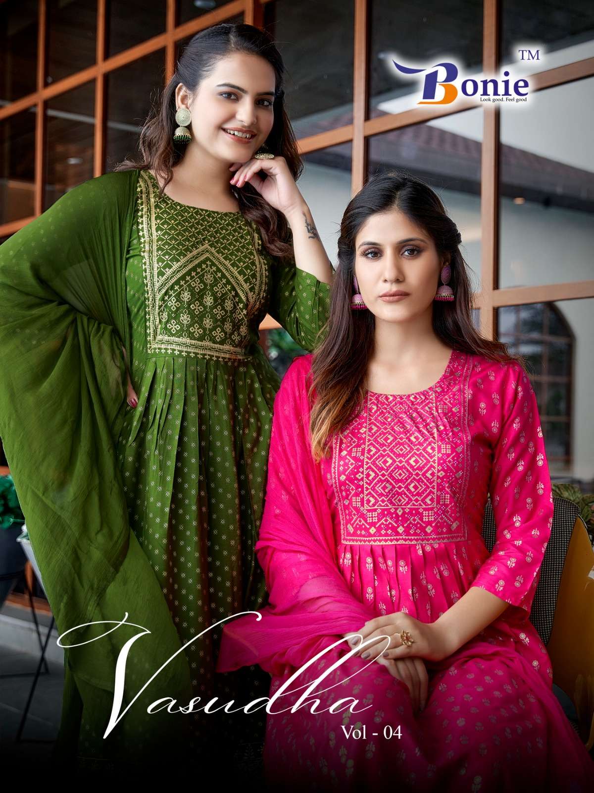 VASUDHA VOL 4 14KG RAYON NYRA CUT KURTI BY BONIE BRAND WHOLESALR AND DELER