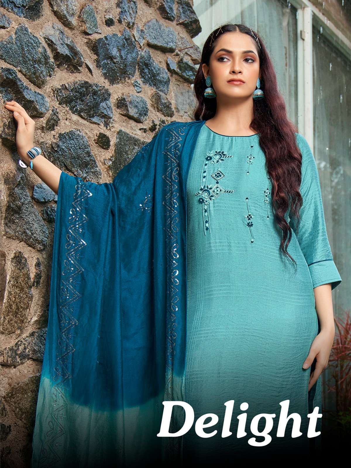 DELIGHT VISCOSE DOBBY KURTI WITH BOTTOM AND DUPATTA BY S3FOREVER BRAND WHOLESALR AND DELER