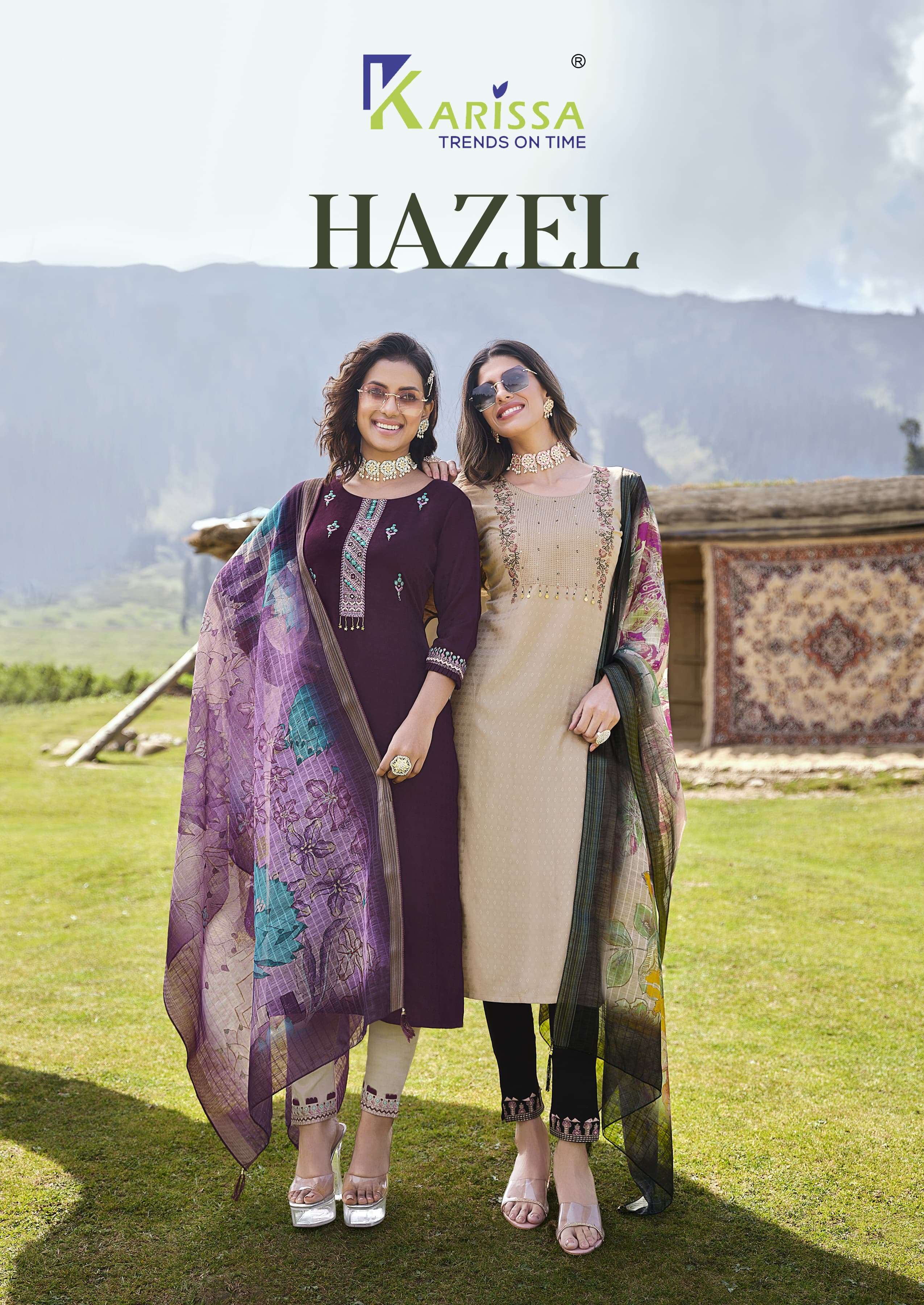 HAZEL VISCOSE KURTI WITH BOTTOM AND DUPATTA BY KARISSA BRAND WHOLESALER AND DEALER