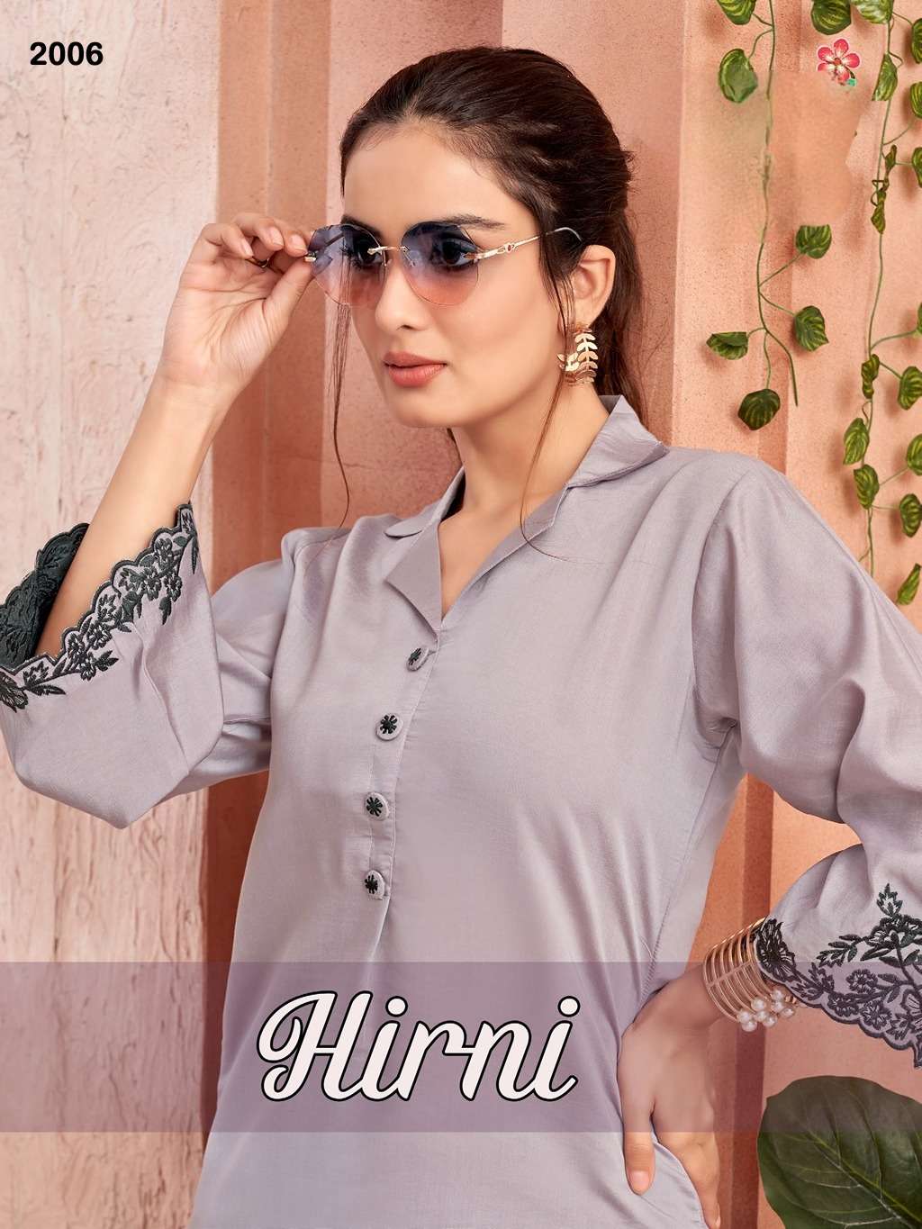 HIRNI ROMAN SILK EMBROIDERY SET KURTI WITH PENT BY WS3FOREVER BRAND WHOLESALR AND DELER