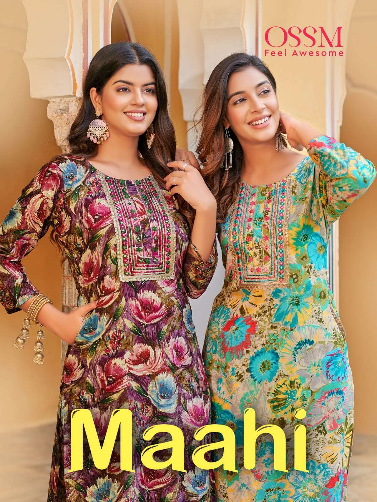 MAAHI PREMIUM REYON 16KG PRINT KURTI WITH BOTTOM BY OSSM BRAND WHOLESALR AND DELER