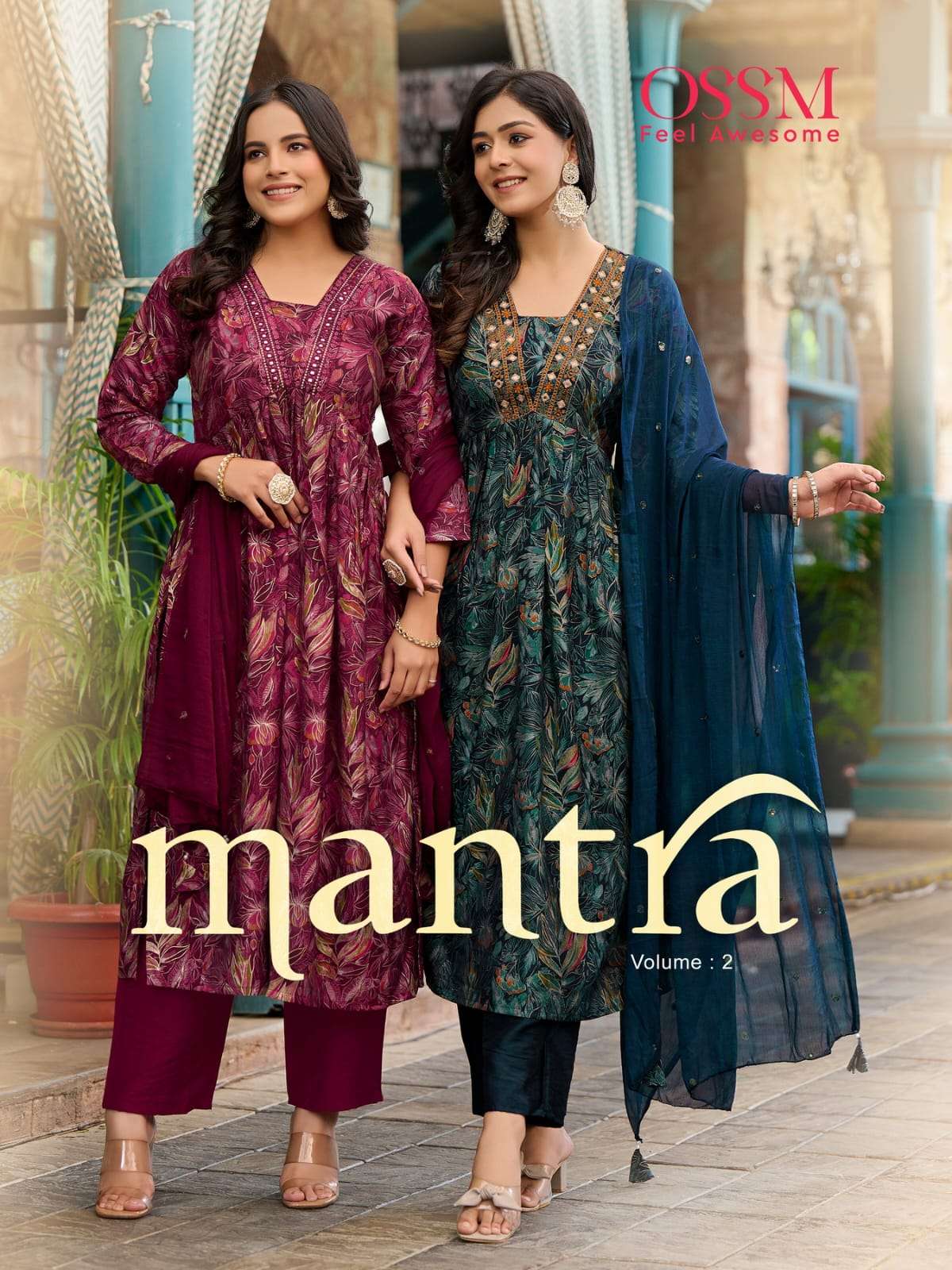 MANTRA VOL 02 PREMIUM CHANDERI KURTI WITH BOTTOM AND DUPATTA BY OSSM BRAND WHOLESALR AND DELER