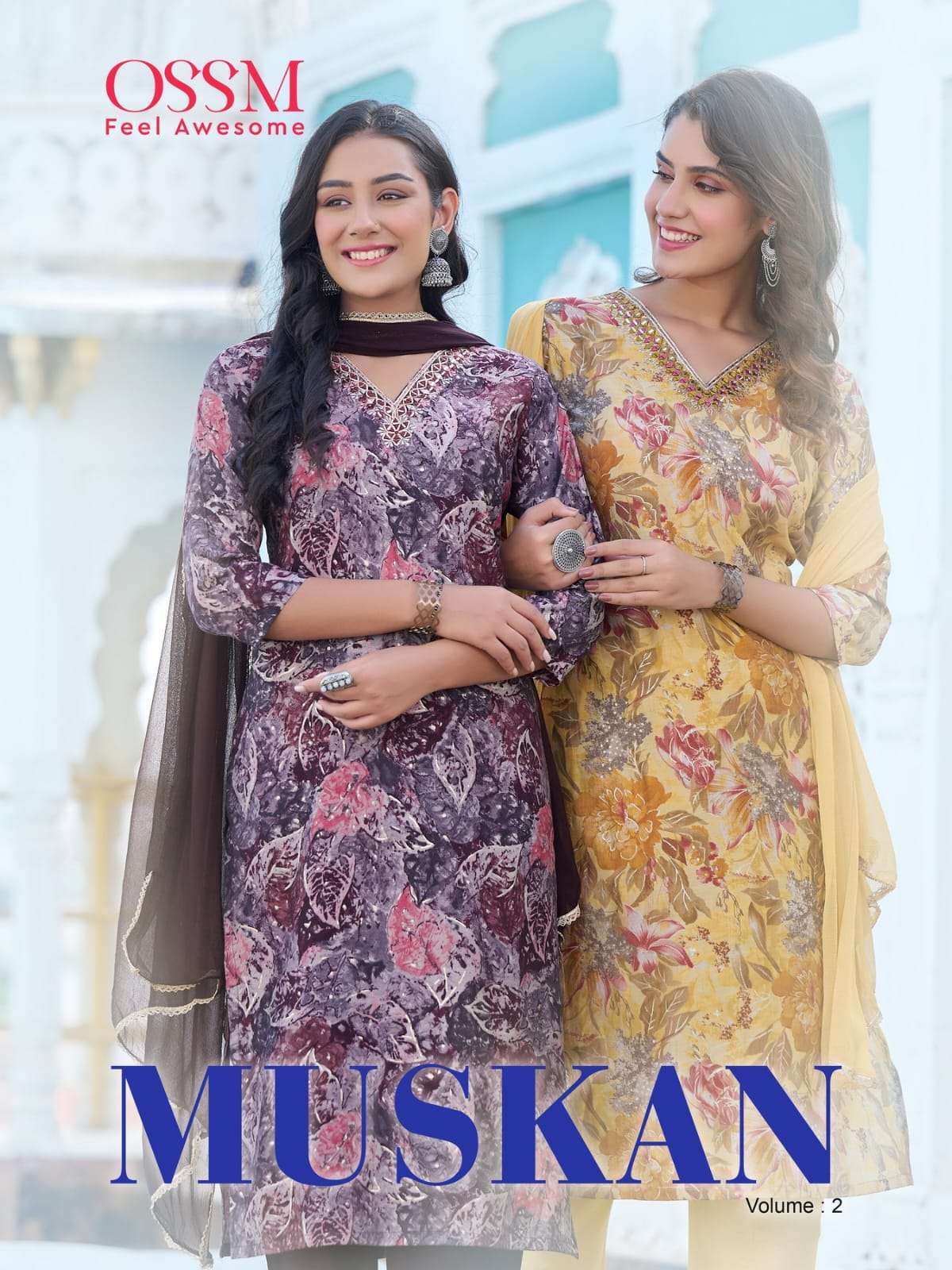 MUSKAN VOL 2 PREMIUM CHANDERI MODAL FOIL PRINT MIRROR AND MANUAL WORK ALIYA CUT KURTI WITH PANT AND ...