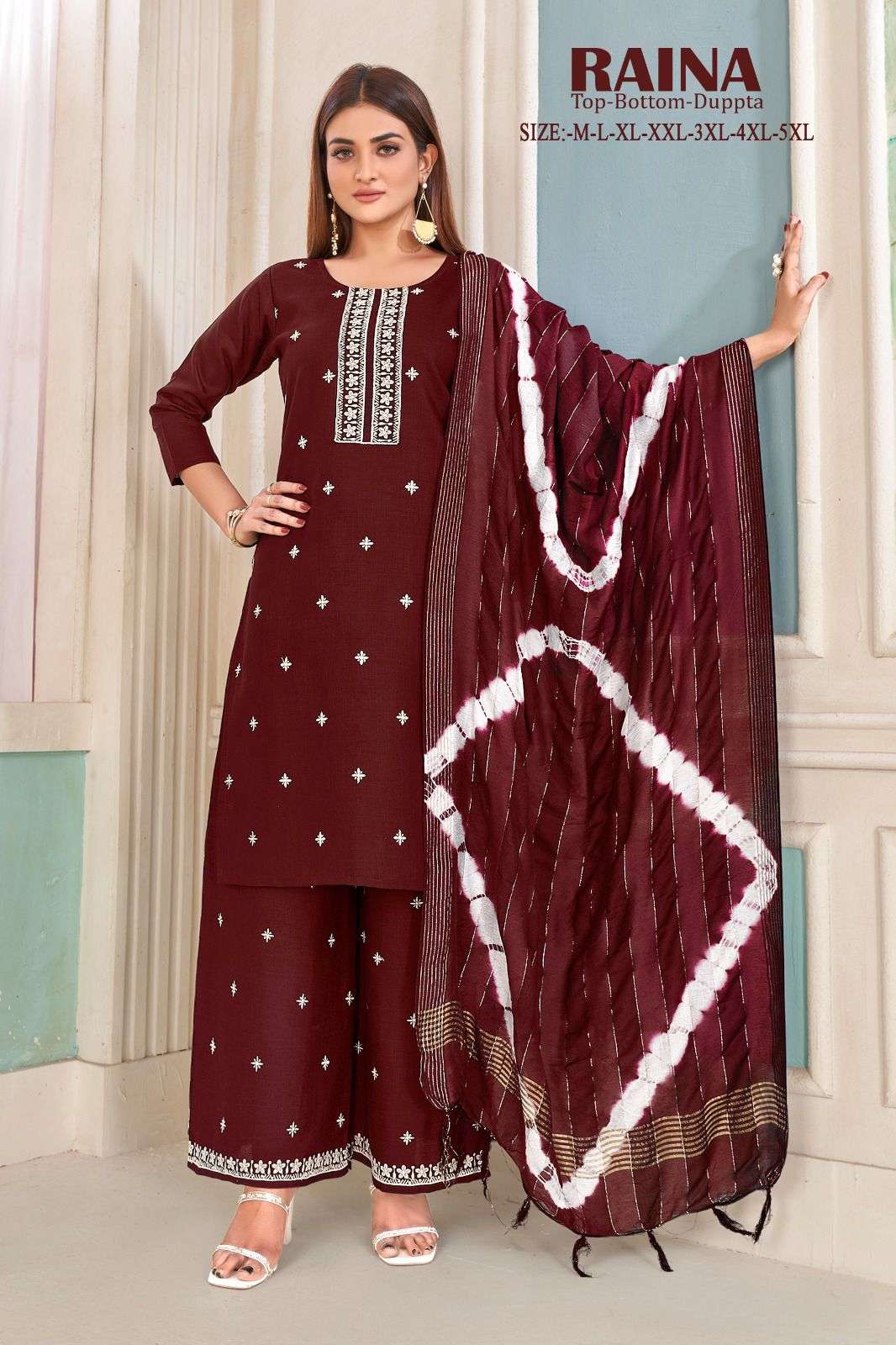 RAINA MAGIC COTTON TOP WITH BOTTOM AND DUPATTA BY S3FOREVER BRAND WHOLESALER AND DEALER