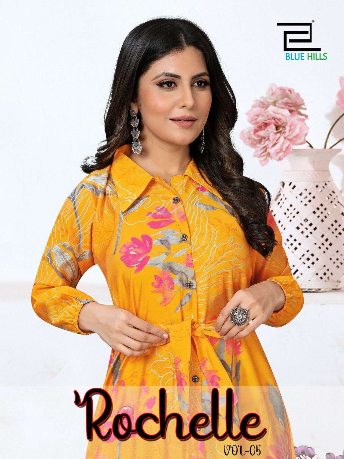 ROCHELLE VOL 5 CHANDERI ANARKALI GOWN PATTERN KURTI BY BLUE HILLS BRAND WHOLESALR AND DELER