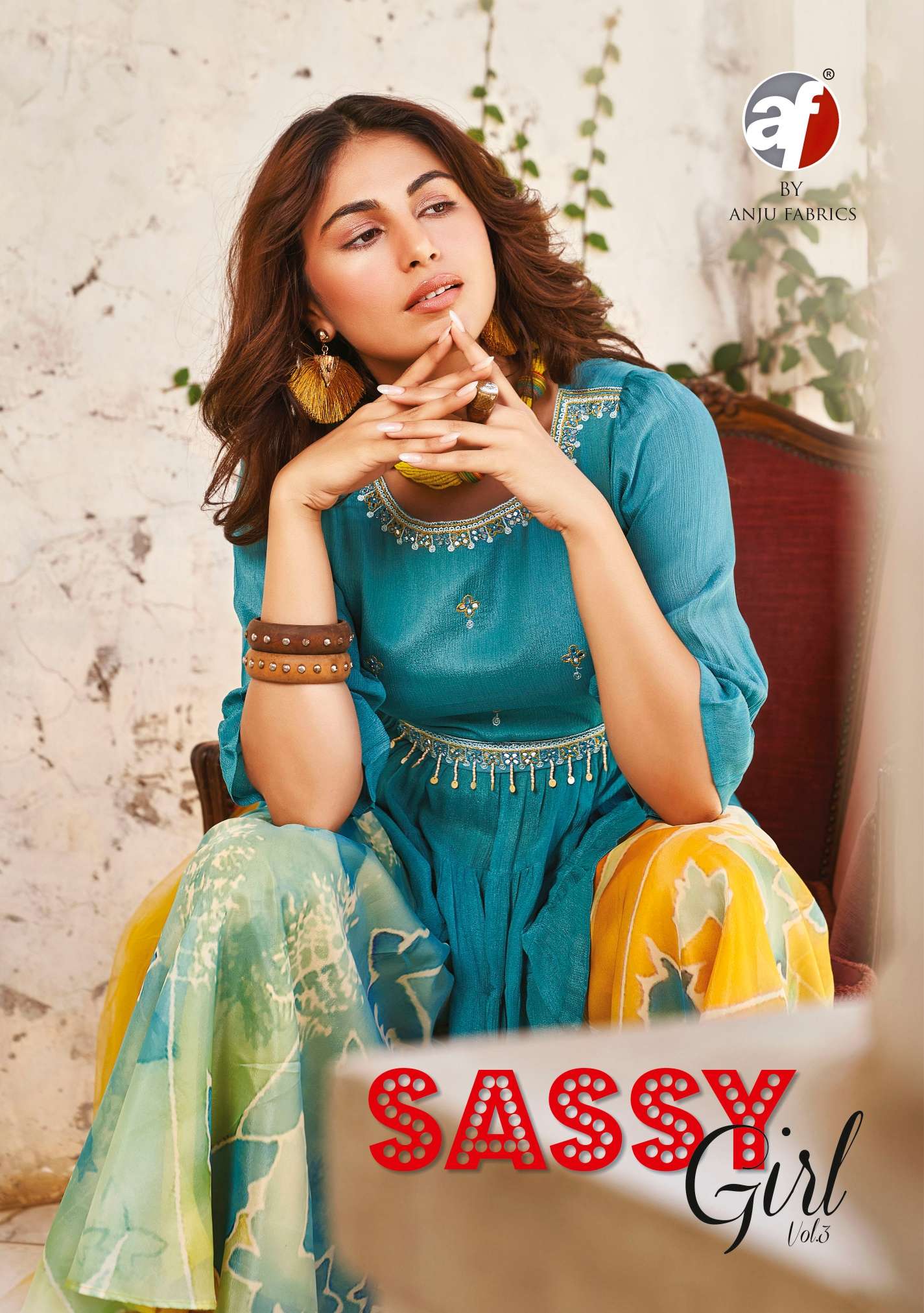 SASSY GIRL VOL 3 CHINON CHIFFON KURTI WITH BOTTOM AND DUPATTA BY AF BRAND WHOLESALER AND DEALER