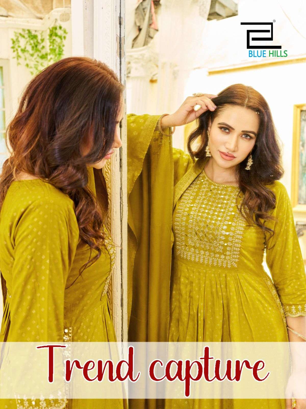 TREND CAPTURE 14KG RAYON KURTI WITH BOTTOM AND DUPATTA BY BLUE HILLS BRAND WHOLESALR AND DELER