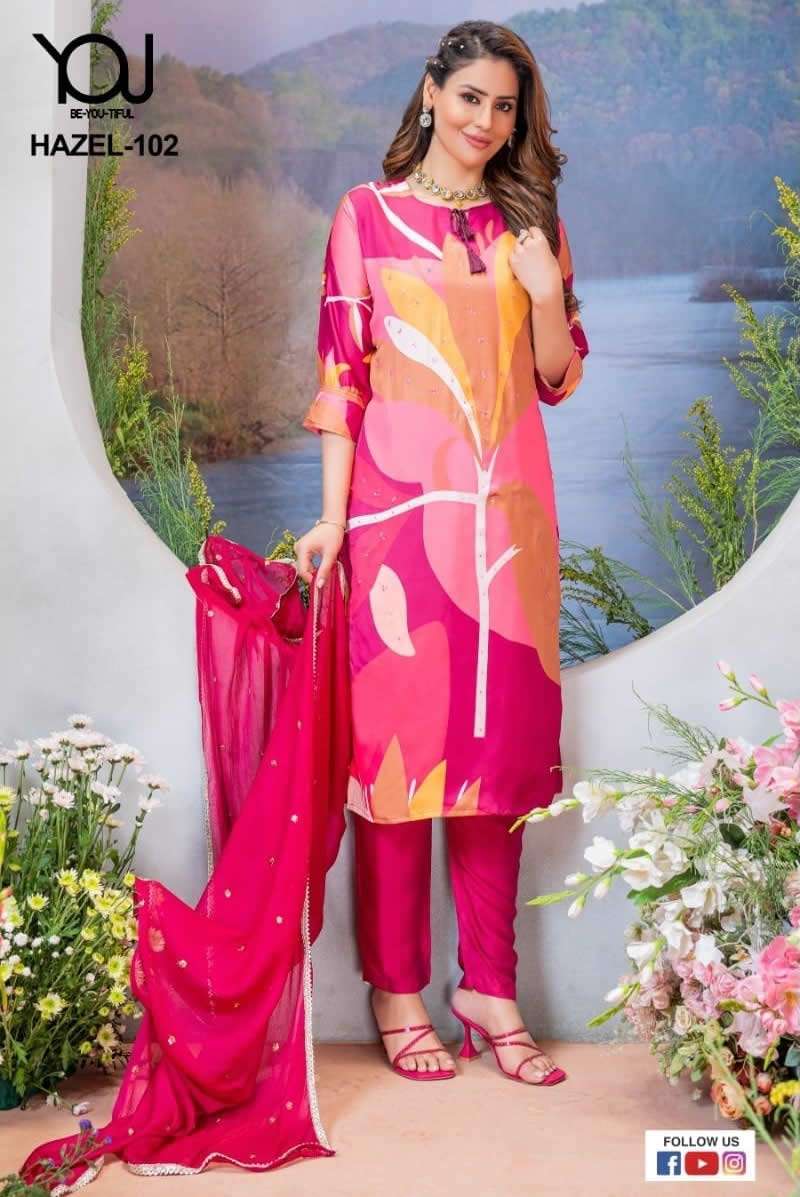 HAZEL ITALIAN SATIN SILK KURTI WITH ROMAN SILK PANT AND SOBER FANCY DIGITAL PRINTS DUPATTA BY WANNA ...