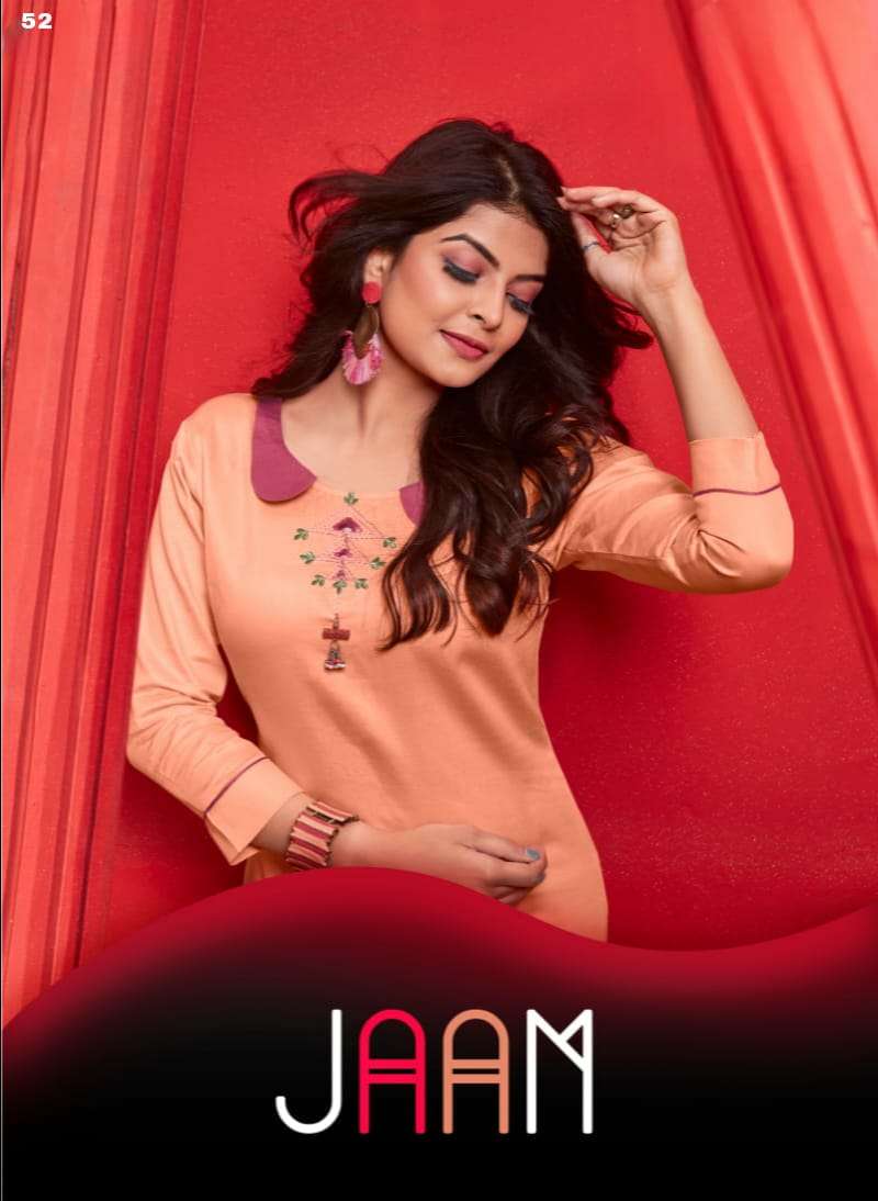 JAAM HEAVY JAAM COTTON EMBROIDERY WORK KURTI BY S3FOREVER BRAND WHOLESALER AND DEALER