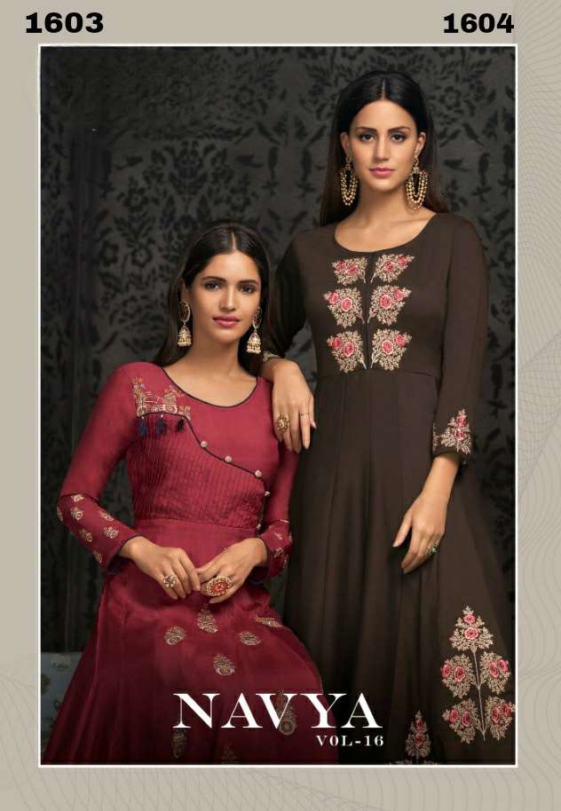 NAVYA VOL 16 MASLIN WITH HEAVY EMBROIDERY INNER STICHED LONG GOWN BY S3FOREVER BRAND WHOLESALER AND ...