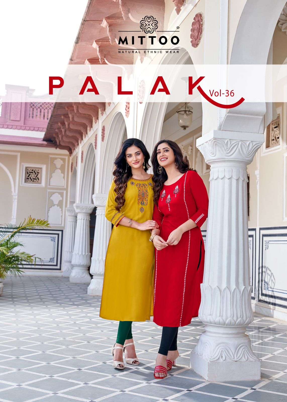 PALAK VOL 36 HEAVY RAYON EMBROIDERY AND HANDWORK KURTI BY MITTOO BRAND WHOLESALER AND DEALER