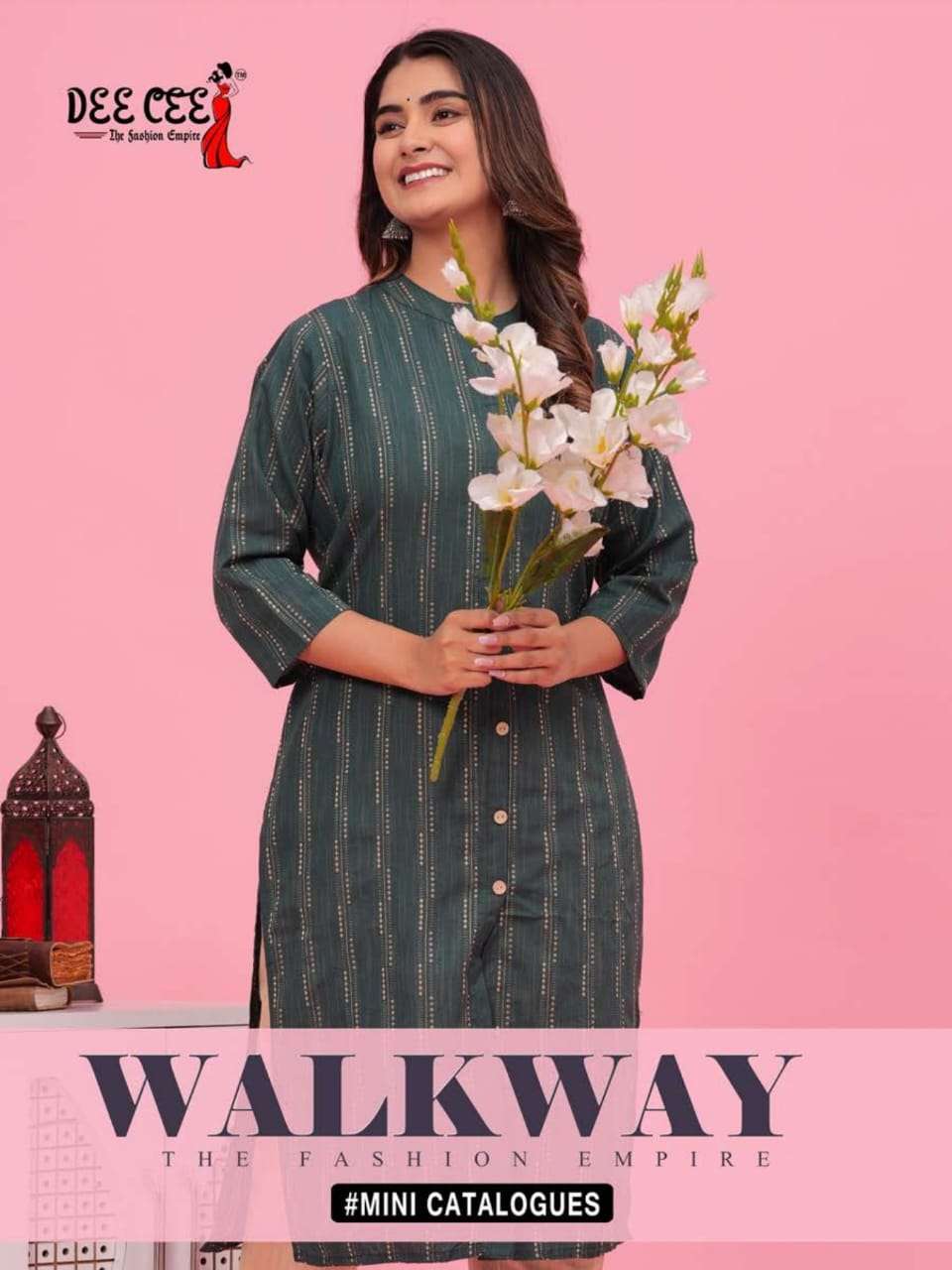 WALKWAY COTTON YARN DIED STRAIGHT SIDE CUT KURTI WITH BOTTON PATTERN AND PANT BY DEECEE BRAND WHOLES...