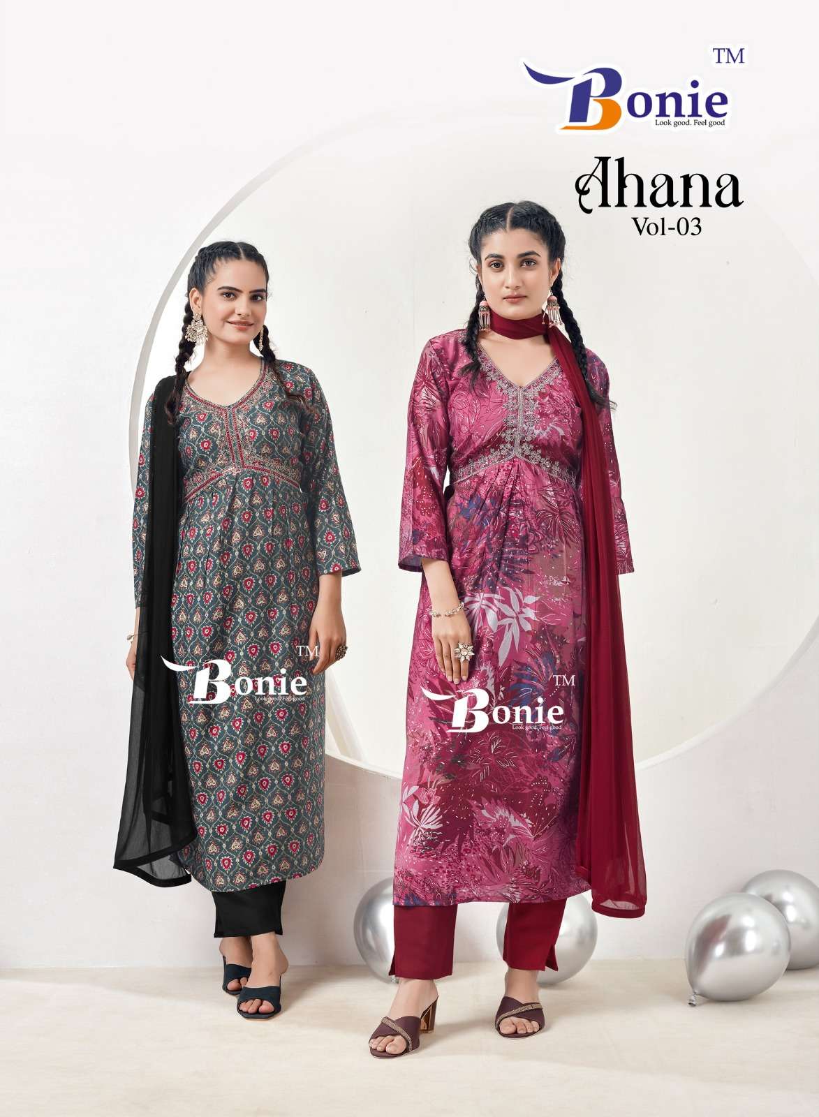 AAHANA VOL 3 HEAVY CHANDERI DORI SEQUENCE WORK ALIA CUT KURTI WITH PANT AND NAZMIN DUPATTA BY BONIE ...