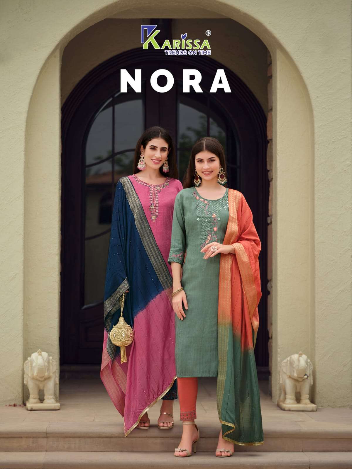 NORA VISCOSE SILK WEAVING THREAD AND KHATLA WORK KURTI WITH  RAYON SLUB LYCRA PANT AND MASLIN SEQUEN...