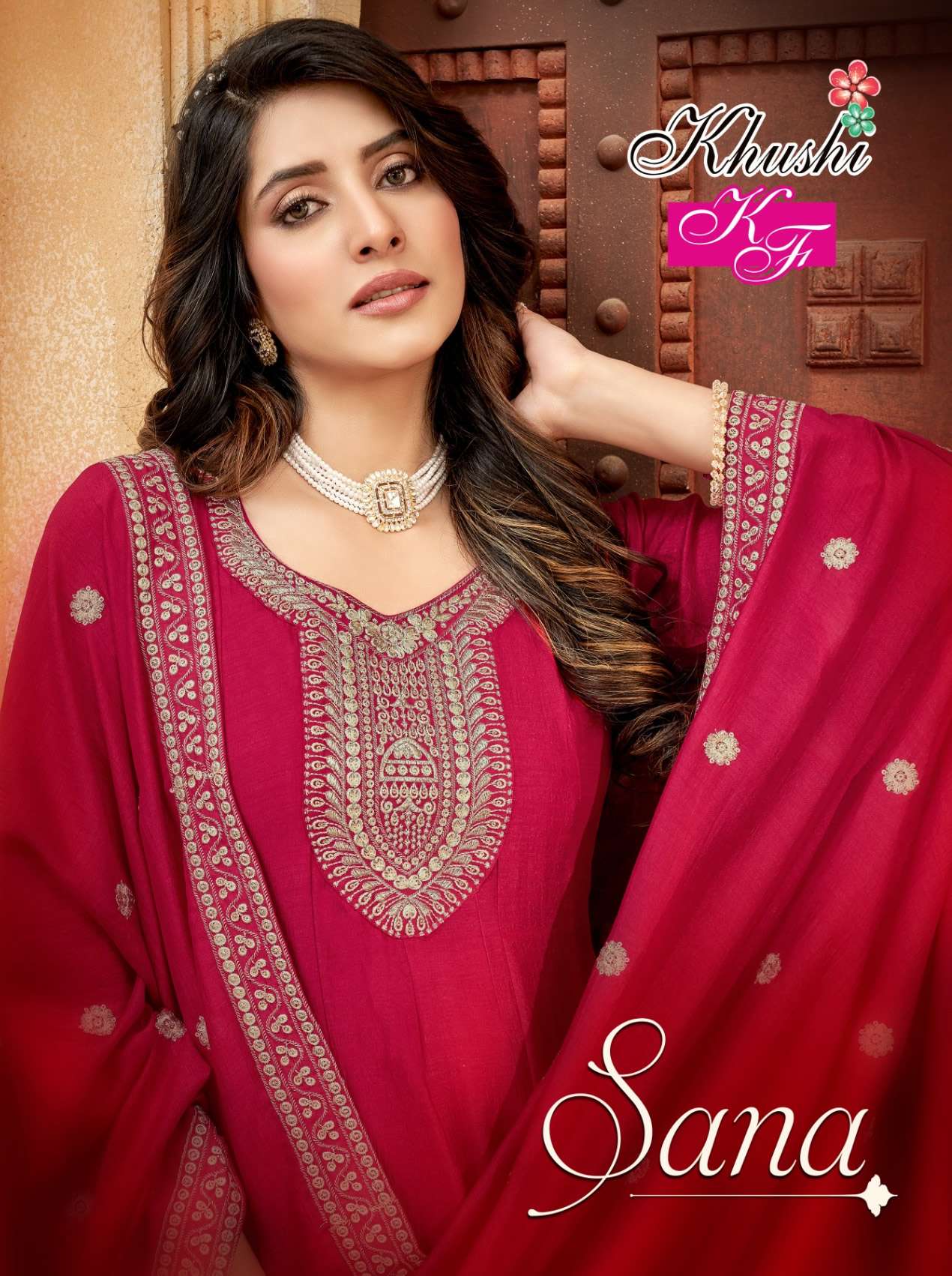 SANA VICHITRA SILK EMBROIDERY WORK KURTI WITH PANT AND DUPATTA BY KF BRAND WHOLESALER ND DEALER