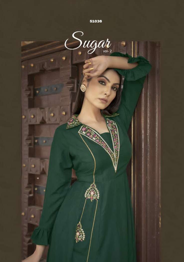 SUGAR VOL 2 HEAVY MASLIN EMBROIDERY WORK LONG GOWN WITH INNER BY S3FOREVER BRAND WHOLESALER AND DEAL...