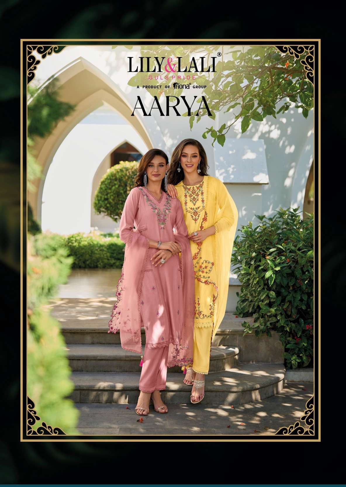 AARYA MILAN SILK EMBROIDERY AND HANDWORK KURTI WITH PANT AND ORGANZA DUPATTA BY LILY AND LALI BRAND ...