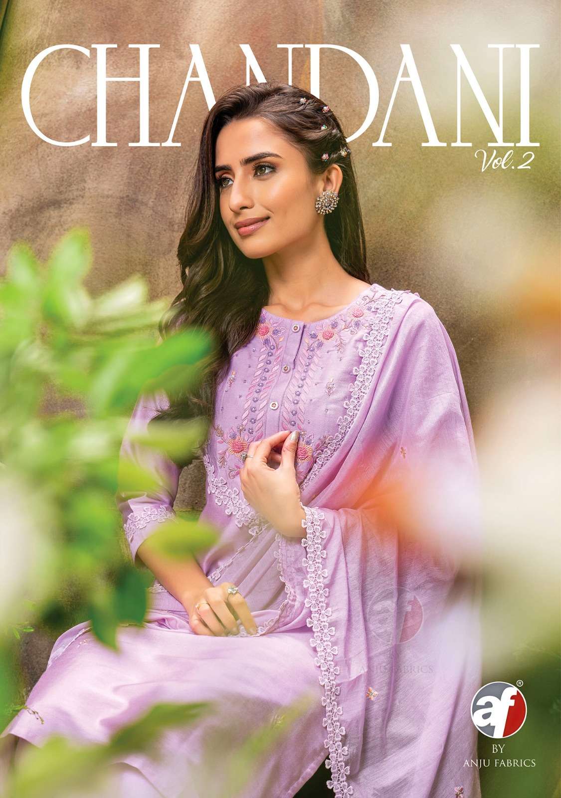 CHANDANI VOL 2 VISCOSE BY NYLON EMBROIDERY AND HANDWORK KURTI WITH PANT AND ORGANZA DUPATTA BY AF BR...