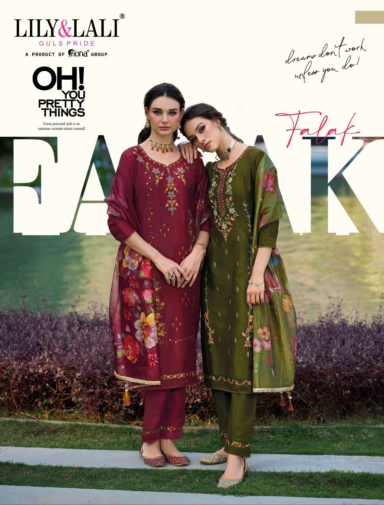 FALAK BEMBER SILK EMBROIDERY AND HANDWORK KURTI WITH PANT AND ORGANZA DIGITAL PRINT DUPATTA BY LILY ...