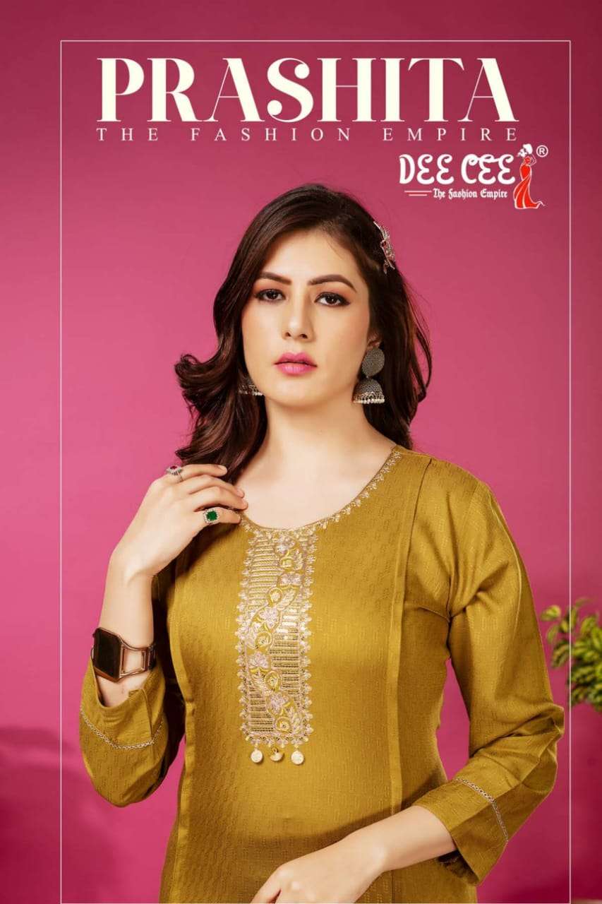 PRASHITA FANCY DOBBY A LINE LONG KURTI WITH DORI SEQUENCE EMBROIDERY WORK BY DEECEE BRAND WHOLESALER...