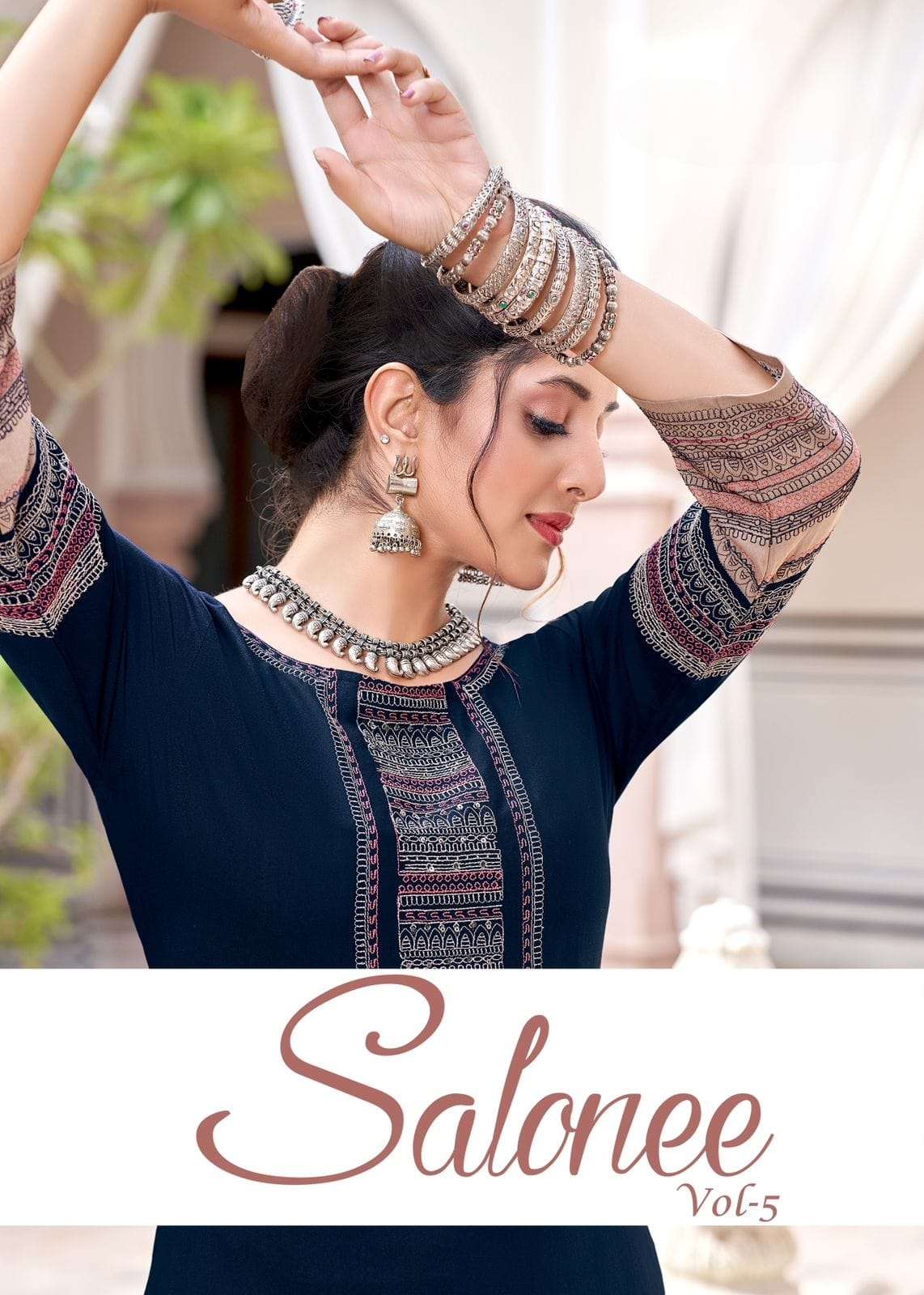 SALONEE VOL 5  HEAVY RAYON EMBROIDERY AND HANDWORK KURTI BY S3FOREVER BRAND WHOLESALER AND DALER