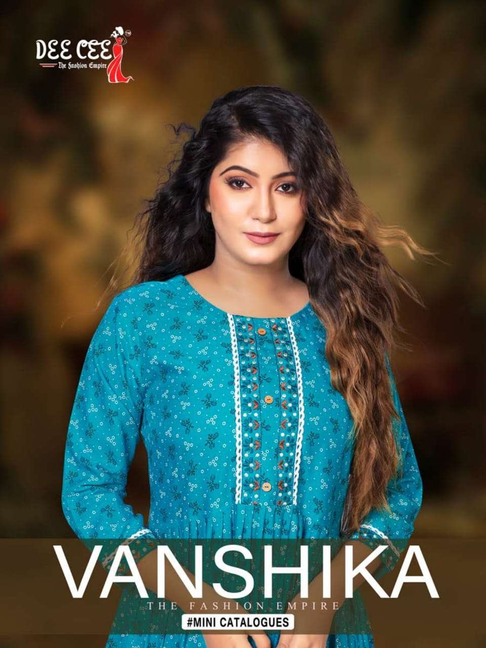 VANSHIKA RAYON PRINT EMBROIDERY WORK FLAIR KURTI BY DEECEE BRAND WHOLESALER AND DEALER