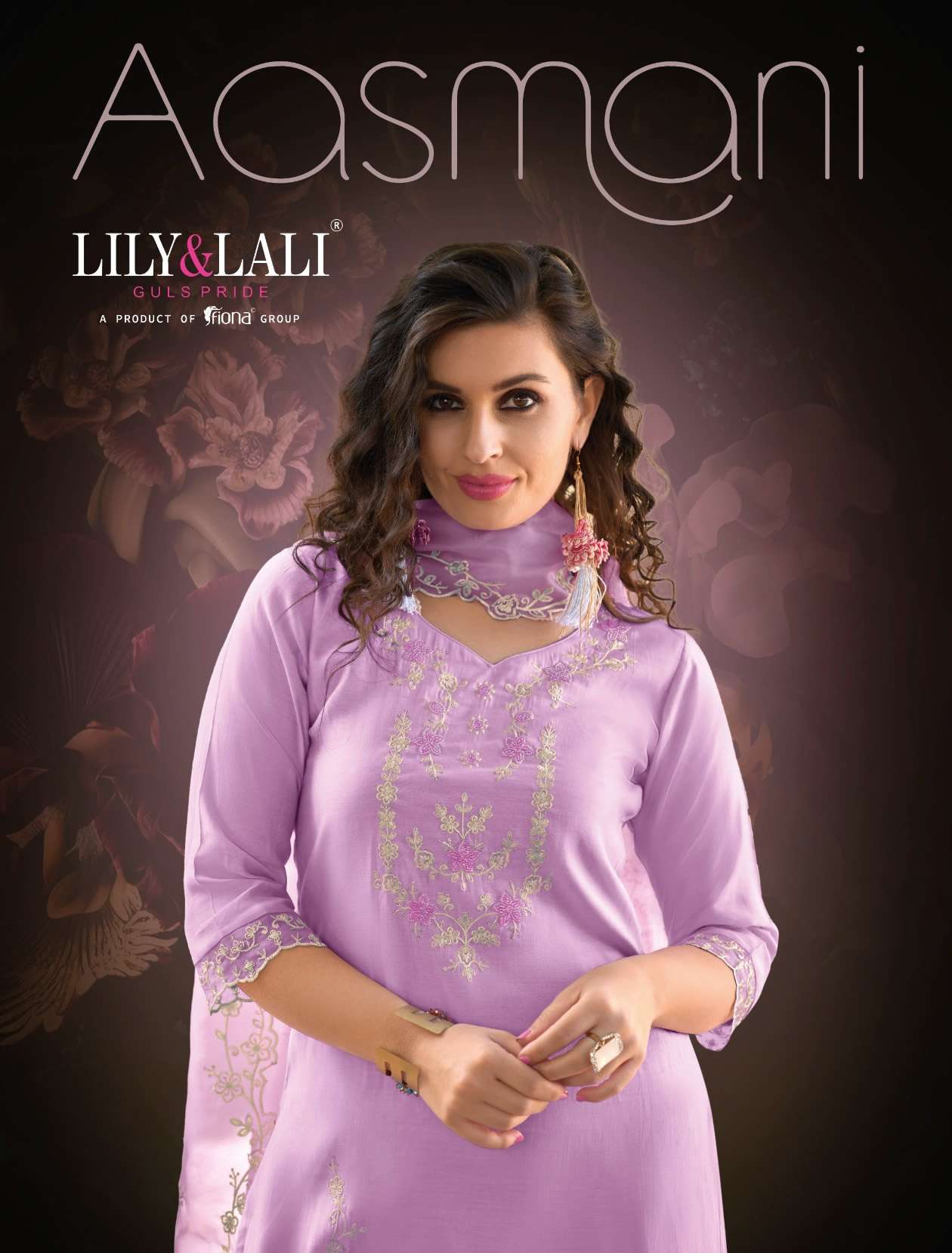 AASMANI MILAN SILK EMBROIDERY AND HANDWORK KURTI WITH VISCOSE PANT ORGANZA DUPATTA BY LILY AND LALI ...