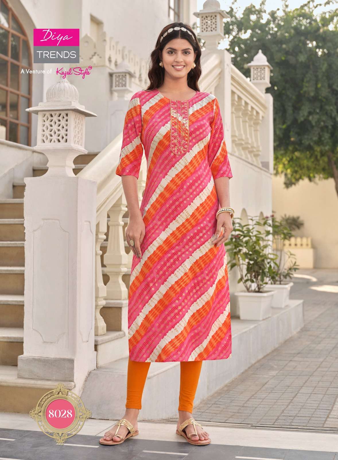 PICK N CHOOSE RAYON FOIL PRINTED EMBROIDERY WORK KURTI BY DIYA TRENDS BRAND WHOLESALER AND DEALER