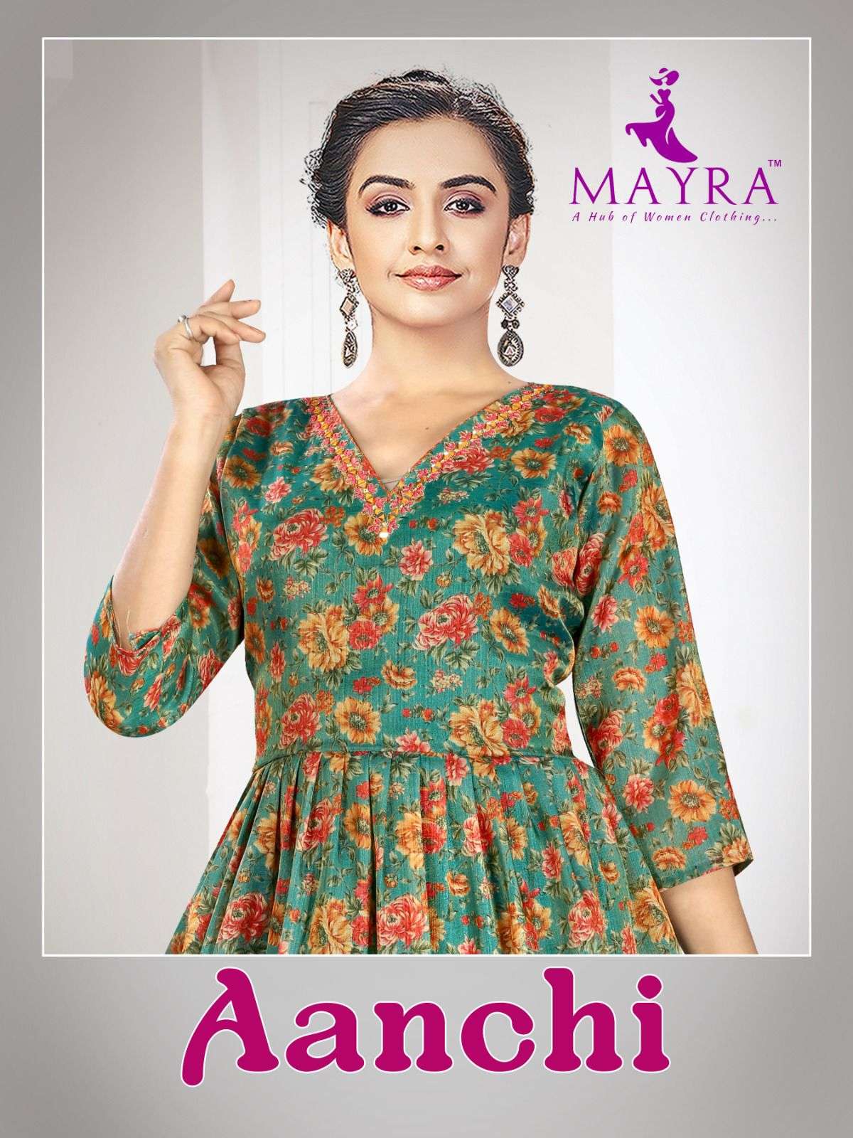 AANCHI TISSUE ERODE SILK HANDWORK KURTI BY MAYRA BRAND WHOLESALER AND DEALER