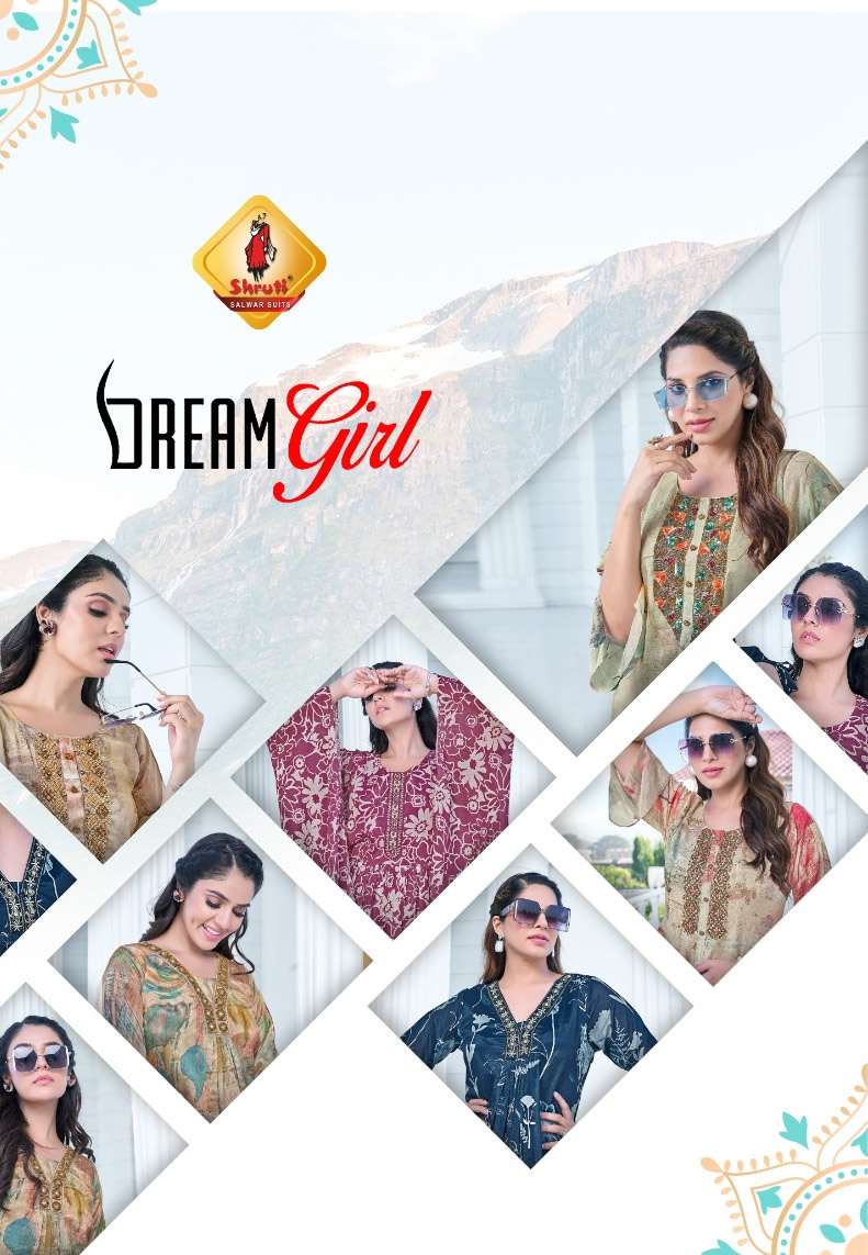 DREAM GIRL PURE VISCOSE DIGITAL PRINT STYLISH KURTI WITH BOTTOM BY SHRUTI SUITS BRAND WHOLESALER AND...