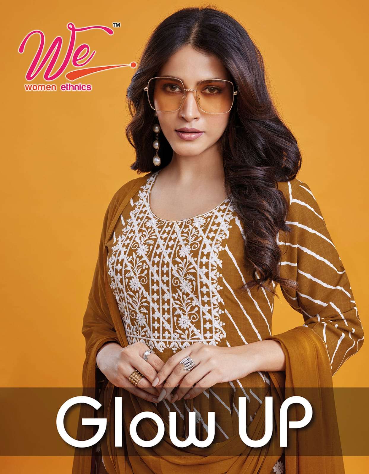 GLOW UP SOFT REYON LAHERIYA GOTA PATTI WORK KURTI WITH PANT AND CHIFFON DUPATTA BY WE BRAND WHOLESAL...