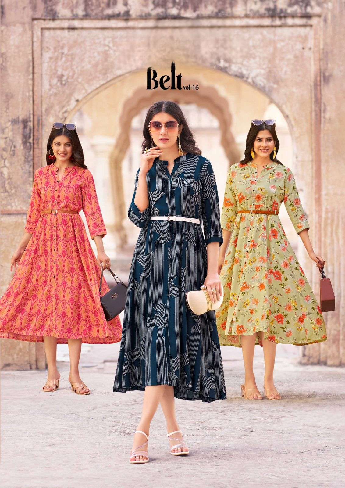 BELT VOL 16 HEAVY RAYON FANCY KURTI WITH BELT BY S3FOREVER BRAND WHOLESALER AND DEALER