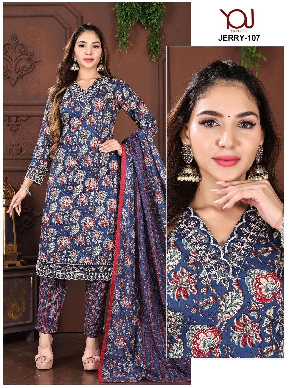 JERRY HEAVY COTTON FABRIC PRINTED KURTI WITH PANT AND DUPATTA BY WANNA BRAND WHOLESALER AND DEALER