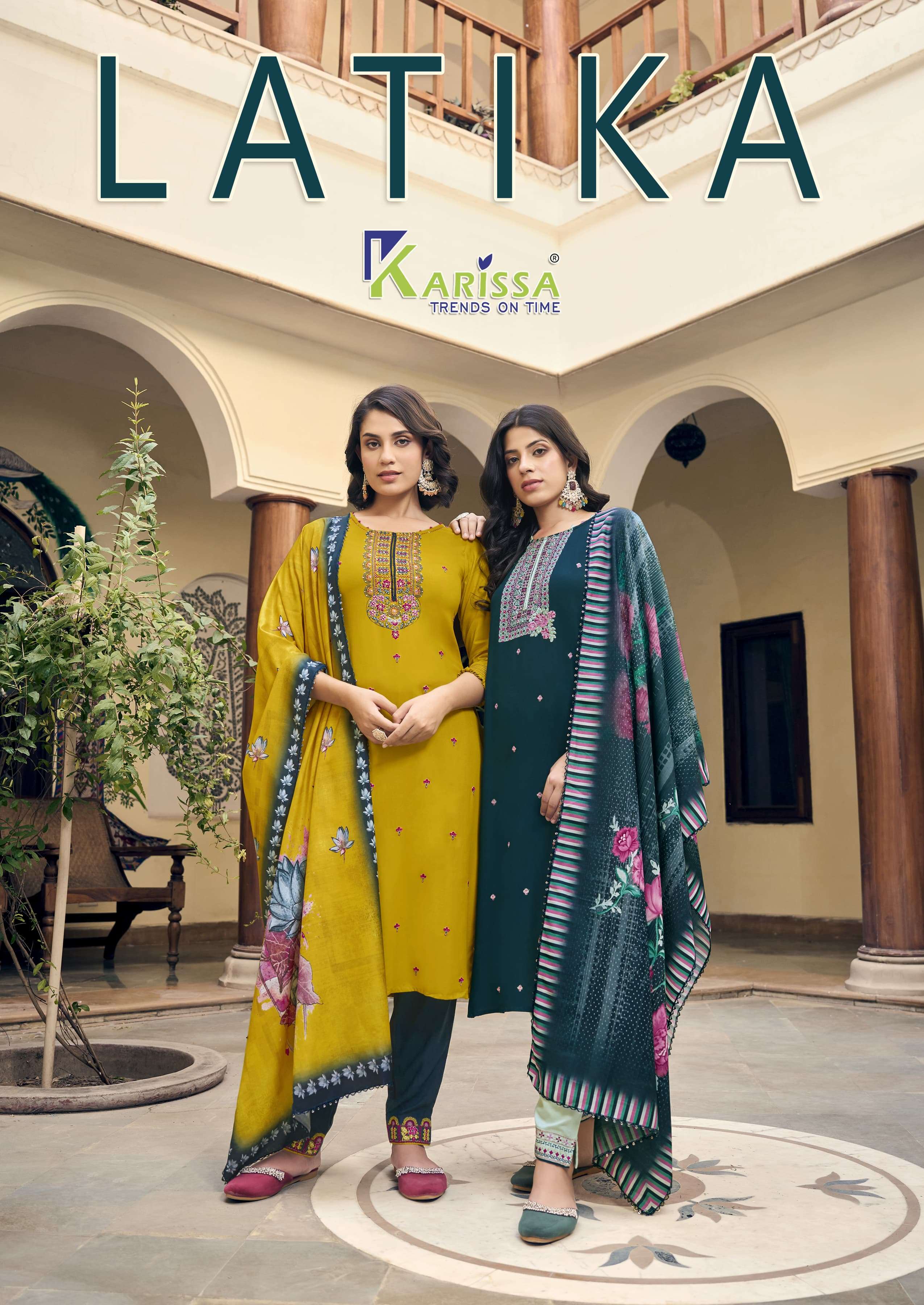 LATIKA PREMIUM LIVA RAYON THREAD AND HANDWORK KURTI WITH PANT AND SOFT MUSLIN DIGITAL PRINT DUPATTA ...