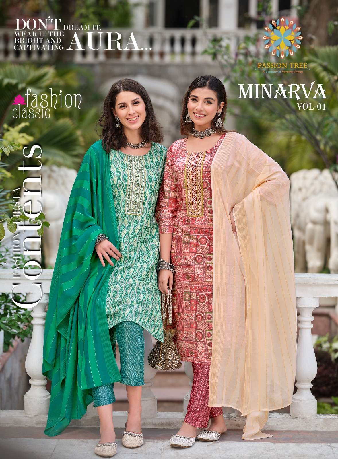 MINRAVA CAPSUL PRINTED EMBROIDERY WORK KURTI WITH PANT AND JAQUARD DUPATTA BY PASSION TREE BRAND WHO...