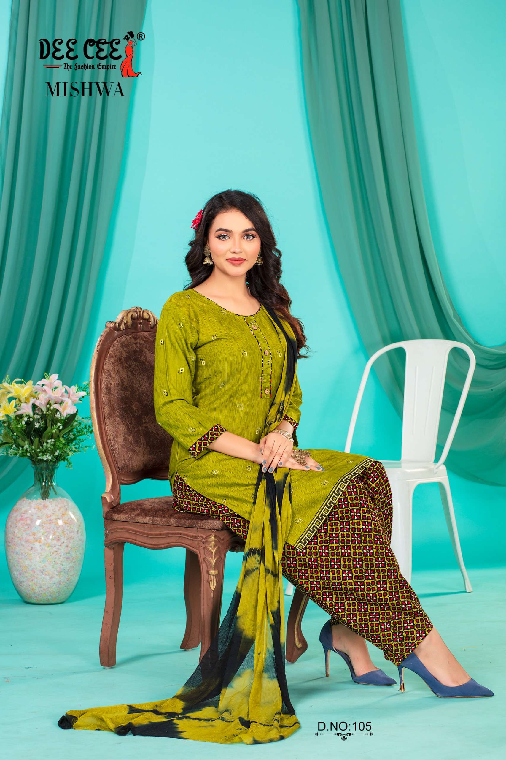 MISHWA HEAVY RAYON PRINTED KURTI WITH PATIYALA SALWAR AND NAZMIN DUPATTA BY DEECEE BRAND WHOLESALER ...