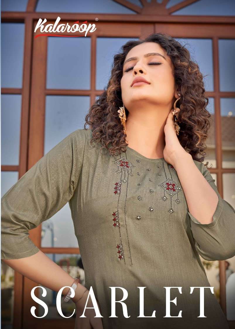 SCARLET HEAVY RAYON FABRICS STONE AND EMBROIDERI  WORK SHORT KURTI BY KALAROOP BRAND WHOLESALER AND ...