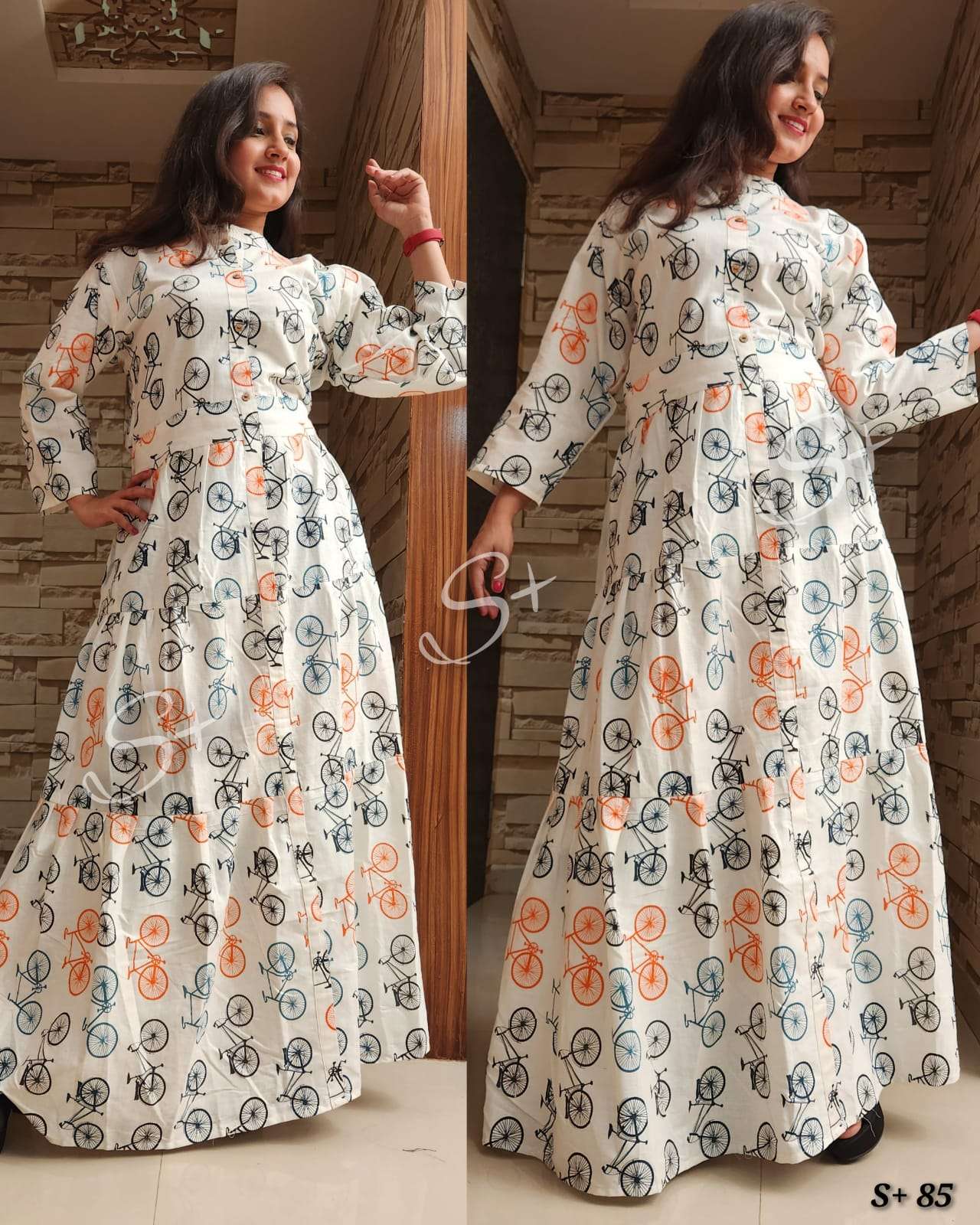 SPLUS PURE COTTON LONG GOWN KURTI BY S3FOREVER BRAND WHOLESALER AND DEALER