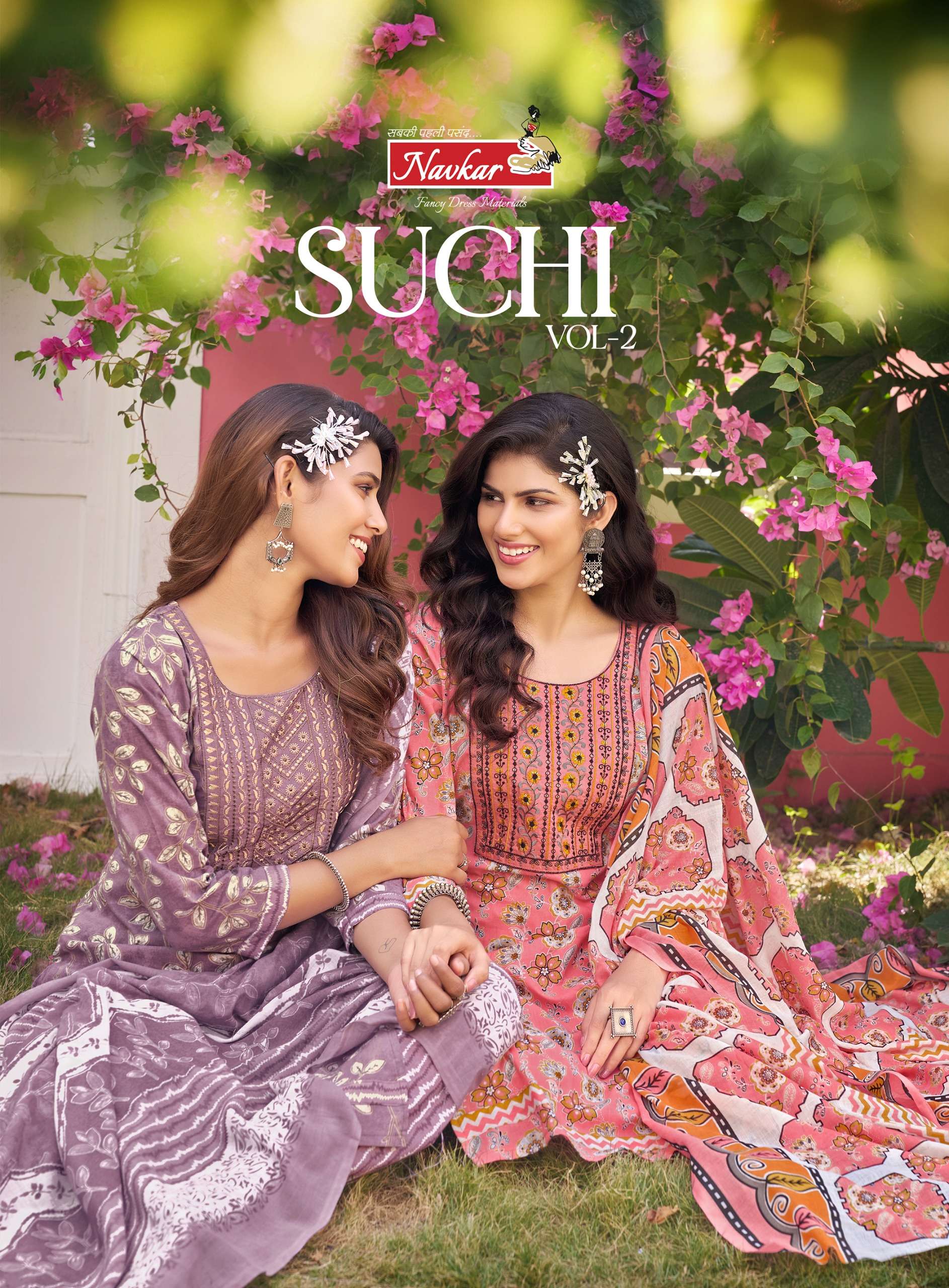 SUCHI VOL 2 COTTON CEMRIC PRINT EMBROIDERY WORK KURTI WITH PANT AND MALMAL DUPATTA BY NAVKAR BRAND W...