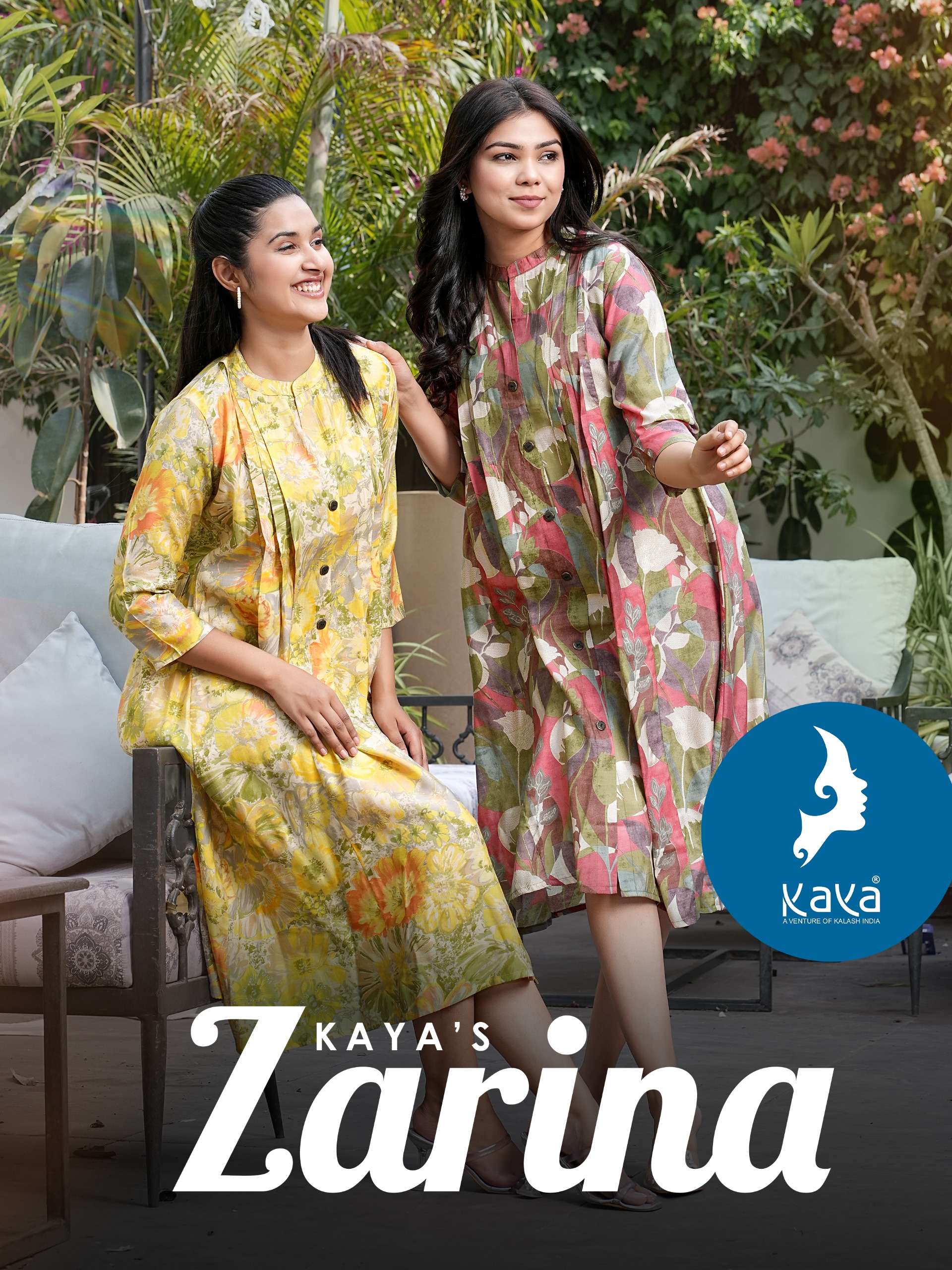 ZARINA MODAL CHANDERI  PRINTED ANARKALI STYLE KURTI BY KAYA KURTI BRAND WHOLESALER AND DEALER