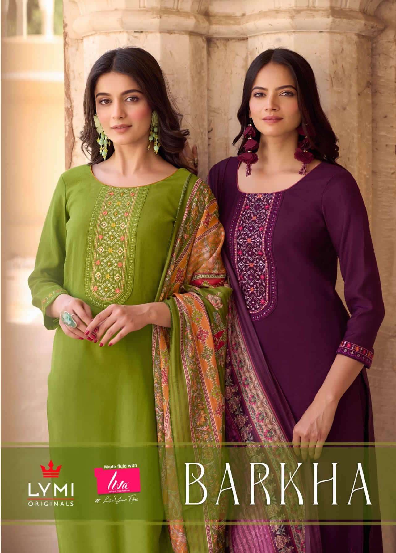 BARKHA VISCOSE EMBROIDERY WORK KURTI WITH PANT AND MUSLIN DIGITAL PRINT DUPATTA BY RANGOON BRAND WHO...