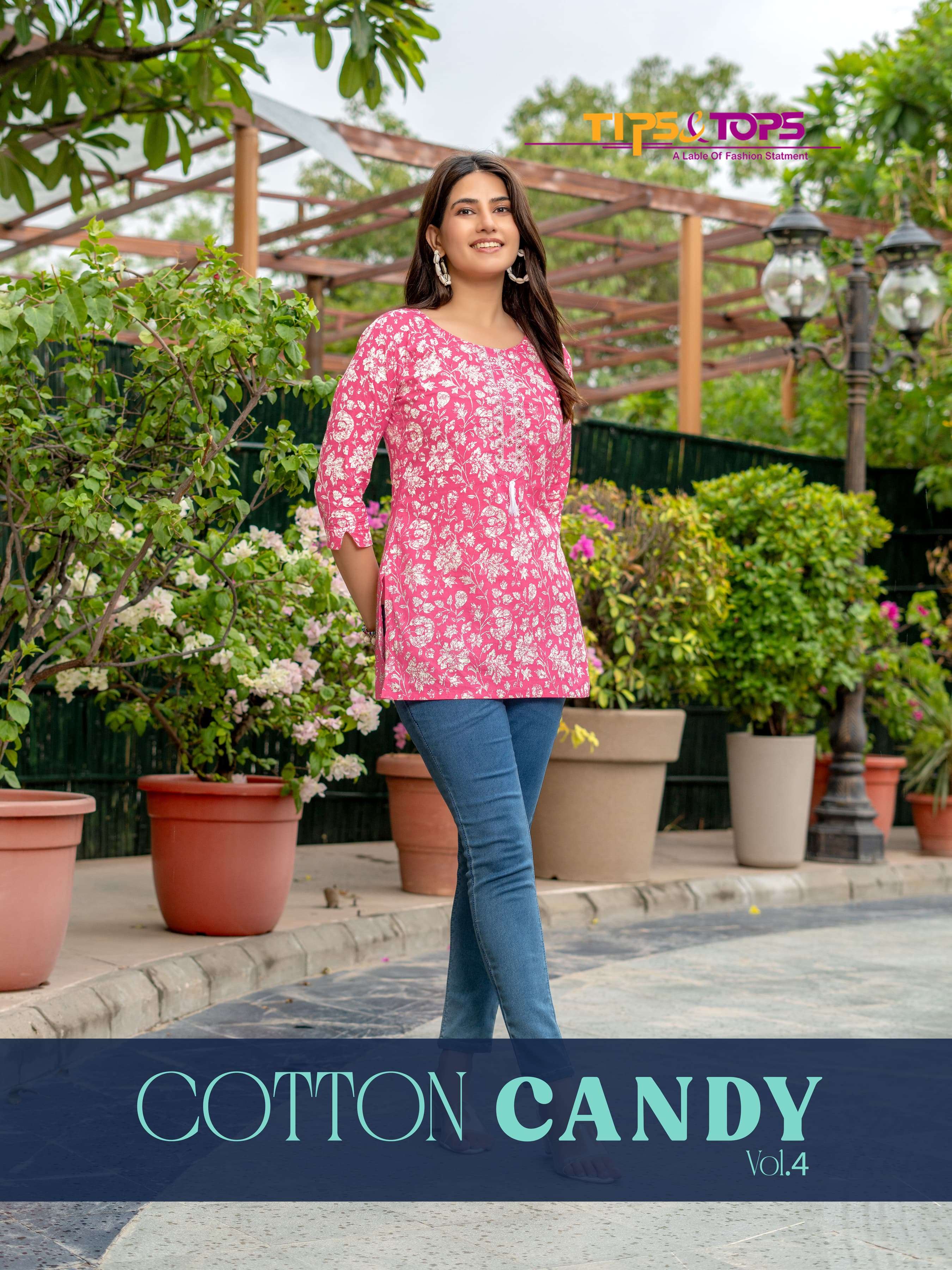 COTTON CANDY VOL 4 PREMIUM COTTON FOIL PRINTS EMBROIDERY WORK SHORT TOP BY TIPS AND TOPS BRAND WHOLE...